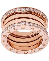 BVLGARI - B.Zero1 18K Rose 4-Band Diamond Ring - Lyst