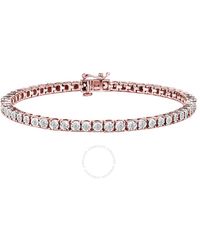 Haus of Brilliance - 10k Rose Gold Plated .925 Sterling Silver 1.0 Cttw Miracle-set Diamond Round Faceted Bezel Tennis Bracelet - Lyst