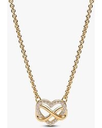 PANDORA - 14K-Plated Sparkling Infinity Heart Collier Necklace - Lyst