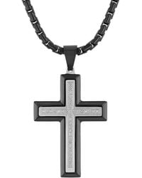 Robert Alton - 1/5 Ctw And Stainless Steel Diamond Cross Necklace - Lyst