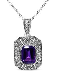 Haus of Brilliance - 925 Sterling Amethyst And Diamond Accent Art Deco Style 18" Pendant Necklace (I-J Color, I1-I2 Clarity) - Lyst