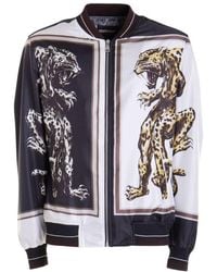 Roberto Cavalli - Panther Print Bomber Jacket, Brand Size 50 Us - Lyst