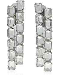 Swarovski - Rhodium Plated Millenia Octagon Clip Earrings - Lyst