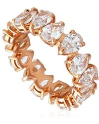 Swarovski - Vittore Pear Cut Crystals, Rose, Tone Plated Ring, Size 55 - Lyst