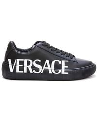 Versace - Leather Greca Logo Low-Top Sneakers, Brand Size 41 (Us - Lyst
