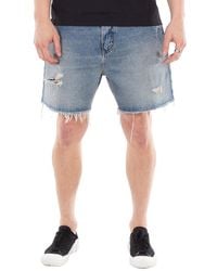 Balmain - Ripped Cotton Denim Jean Shorts, Waist - Lyst