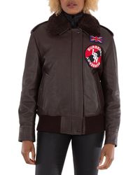 Burberry - Ladies Dark Shandwick Detchable Shearling Collar Flight Jacket With Warmer, Brand Size 2 (Us - Lyst