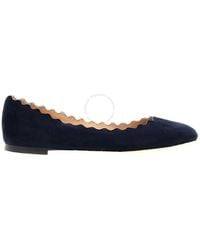 Chloé - Lauren Scalloped Suede Ballet Flats, Brand Size 35.5 Us - Lyst