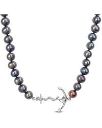 Amour - 7-7.5Mm Cultured Freshwater Pearl Necklace With Sterling Anchor Charm And Lobster Clasp - Lyst