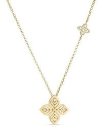 Roberto Coin - 18K Arabesque Medium Diamond Flower Necklace - Lyst