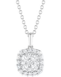 Brilliant Diamond - 1 Carat Round Lab Grown Halo Diamond Pendant Necklace - Lyst