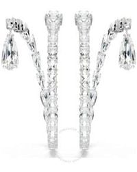 Swarovski - Matrix Pierced Earrings Hoop Rhodium Shiny Crystal - Lyst