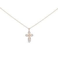 Haus of Brilliance - 10K Rose Plated Sterling 1/6 Cttw Diamond Double Loop Cross Pendant Necklace - Lyst