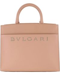 BVLGARI - Leather Logo Tote Bag - Lyst
