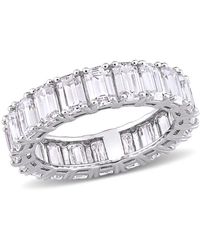 Amour - 6 Ct Dew Emerald Cut Created Moissanite Eternity Ring - Lyst