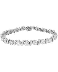 Haus of Brilliance - 14k White Gold 5 1/4 Cttw Diamond S-link Floral Cluster Tennis Bracelet - Lyst