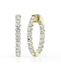 Brilliant Diamond - 4 Carat Round Lab Grown Inside Out Diamond Huggie Hoop Earrings - Lyst