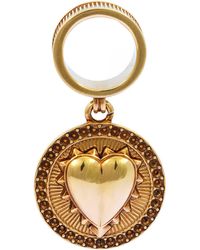 Roberto Cavalli - Antique Gold Tone Heart Pendant Ring - Lyst