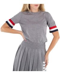 Thom Browne - Ladies Light Rwb Cuff Fine Merino Tee, Brand Size 38 (Us - Lyst