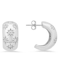 Kylie Harper - Sterling Domed Celestial Cz Statement Hoop Earrings - Lyst