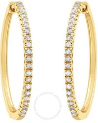 DiamondMuse - Diamond Muse 0.25 Cttw Over Sterling Diamond Hoop Earrings For - Lyst