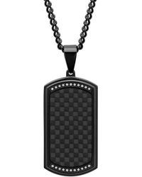 Robert Alton - 1/8Ctw Diamond Stainless Steel With Finish Carbon Fiber Dog Tag Pendant - Lyst