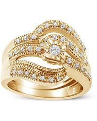 Haus of Brilliance - 14K Plated .925 Sterling 1/3 Cttw Round Diamond Crisscross Engagement Ring Bridal Set (H-I Color, I1-I2 Clarity - Lyst