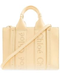 Chloé - Woody Small Logo Embroidered Leather Tote - Lyst