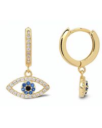 Kylie Harper - 14K Over Dangling Evil Eye Cz Hoop Earrings - Lyst