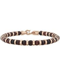 Robert Alton - Stainless Steel With Rose Finish Tigers Eye Bead Bracelet - Lyst