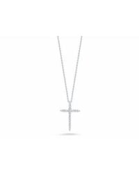 Roberto Coin - 18k White Gold 16mm Crs Pendant Necklace With Diamonds 0.10ct On 18'' Chain - Lyst