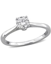 Created Forever - 1/2Ct Tw Lab-Grown Diamond Solitaire Engagement Ring With Side Accents - Lyst