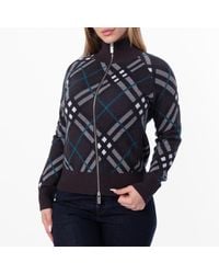 Burberry - Check Wool Blend Track Jacket - Lyst