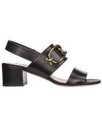 Tod's - Tod's Leather Heeled Sandals - Lyst