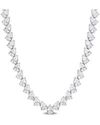Amour - 39 1/2 Ct Tgw Created Sapphire Teardrop Tennis Necklace - Lyst