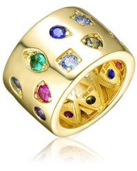 Rachel Glauber - Gold Plated Multi Colored Cubic Zirconia Wide B - Lyst