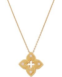 Roberto Coin - 18k Yellow Gold Petite Venetian Princess Satin Flower Pendant With Diamond Accent - Lyst