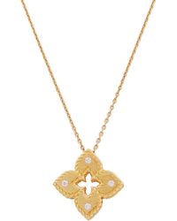 Roberto Coin - 18k Yellow Gold Petite Venetian Princess Satin Flower Pendant With Diamond Accent - Lyst