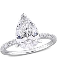 Created Forever - 3 1/6Ct Tw Pear-Shaped And Round-Cut Lab-Grown Diamond Solitaire Engagement Ring - Lyst