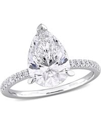 Created Forever - 3 1/6Ct Tw Pear-Shaped And Round-Cut Lab-Grown Diamond Solitaire Engagement Ring - Lyst