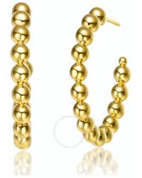 Rachel Glauber - 14k Gold Plated Bead Open Hoop Earrings - Lyst