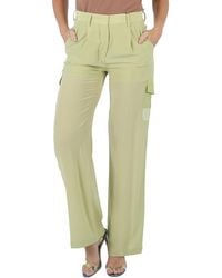 Burberry - Ladies Mist Nell Mid-Rise Silk Crepe De Chine Cargo Trousers, Brand Size 4 (Us - Lyst