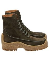 Ferragamo - Rugged Platform Lace-Up Boots - Lyst