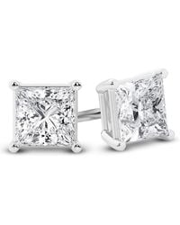 Brilliant Diamond - 14K Igi Certified 1.50 Carat Princess Cut Lab Grown Diamond Stud Earrings For Vs Clarity, E-F Color - Lyst