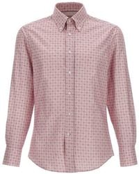 Brunello Cucinelli - Rose Patterned Button-Up Shirt, Size Medium - Lyst