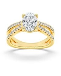 Mure And Co - 2Ctw Oval Shaped Lab Grown Diamond (F/Vs) Cross Shank Accented Engagement Ring - Lyst