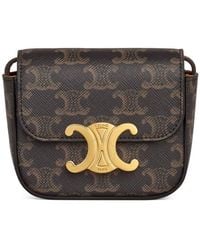 Celine - Triomphe Canvas And Calfskin Mini Claude Bag - Lyst
