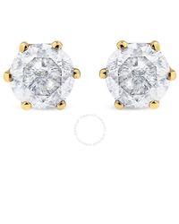 Haus of Brilliance - Ags Certified 2.00 Cttw Round Brilliant-cut Diamond 14k Yellow Gold 6-prong-set Solitaire Stud Earrings With Screw Backs - Lyst