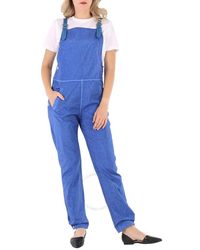 Burberry - Warm Royal Leather-Trim Dungarees Jumpsuit, Brand Size 10 (Us - Lyst