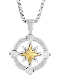 Robert Alton - 1/4Ctw Diamond Stainless Steel With Finish Compass Pendant - Lyst